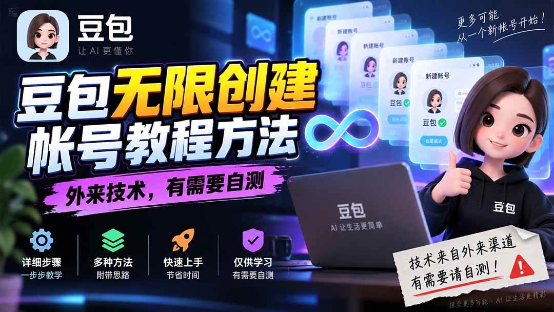 (20550期)豆包无限创建帐号教程方法,外来技术,有需要自测-777网创网
