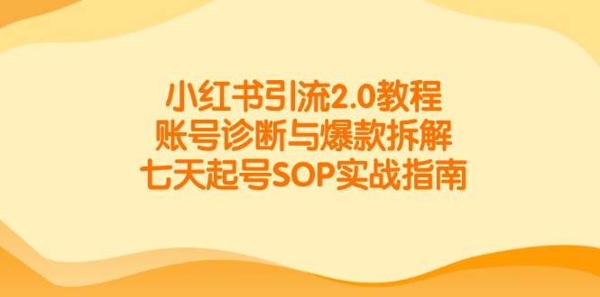 （14981期）小红书引流2.0教程，账号诊断与爆款拆解，七天起号SOP实战指南-777网创网