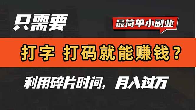 (14673期)只需要打字,打码,就能赚钱?简单的赚钱小副业,利用碎片时间,月入过万-777网创网
