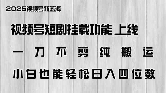 图片[1]-（14310期）视频号短剧挂载功能上线，一刀不剪纯搬运，小白也能轻松日入四位数-777网创网