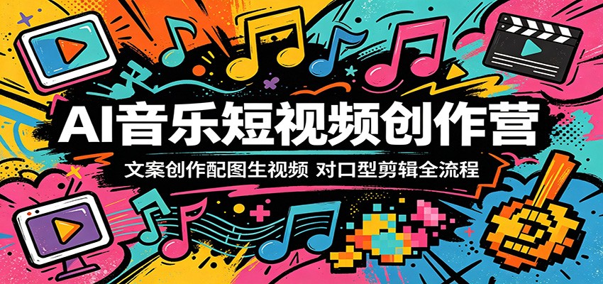 AI音乐短视频创作营：文案创作配图生视频，对口型剪辑全流程-777网创网