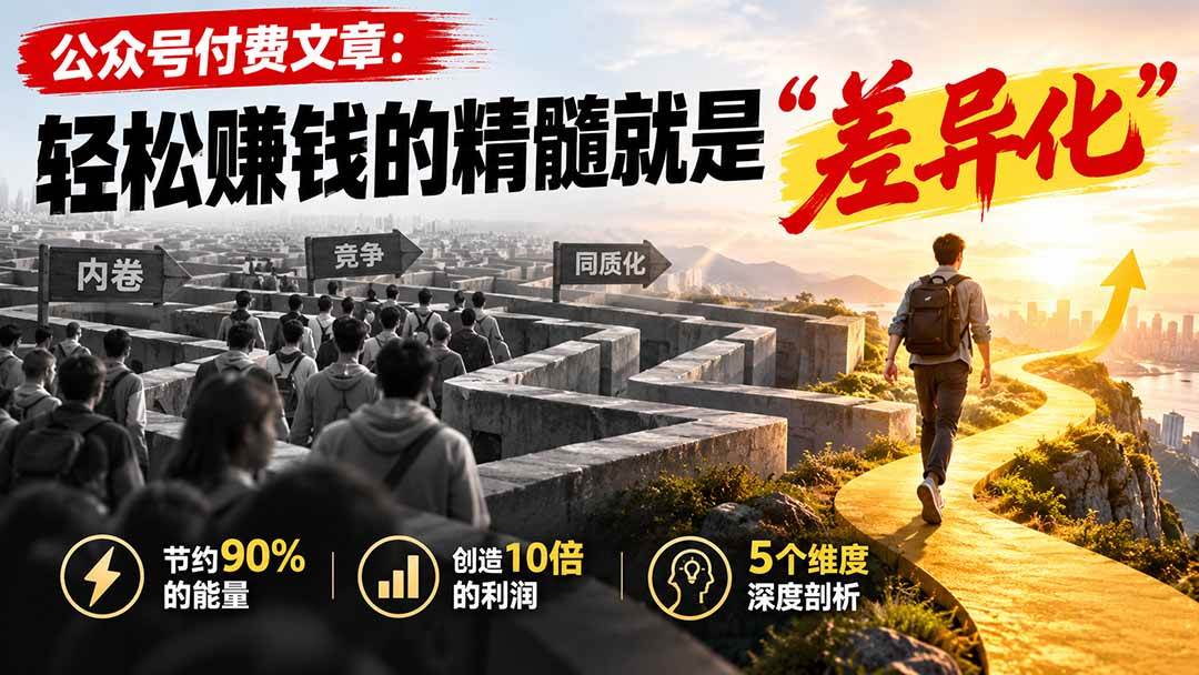 (20779期)公众号付费文章:轻松赚钱的精髓就是“差异化”-777网创网
