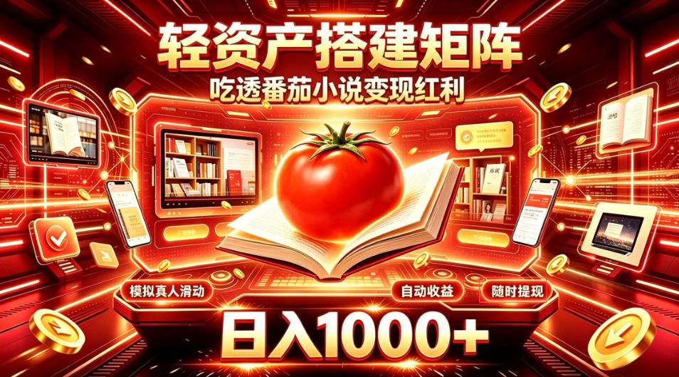 轻资产搭建矩阵，吃透番茄小说变现红利，日入1000+，支持无限矩阵放大【揭秘】-777网创网