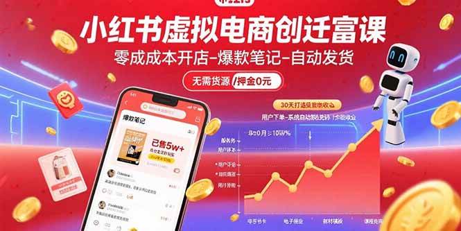 图片[1]-（15749期）小红书虚拟电商创富课：零成本开店/爆款笔记/自动发货,30天打造被动收入-777网创网