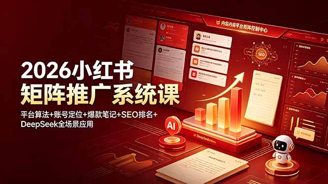 （19129期）2026小红书矩阵推广系统课：平台算法+账号定位+爆款笔记+SEO排名+DeepSeek全场景应用-777网创网