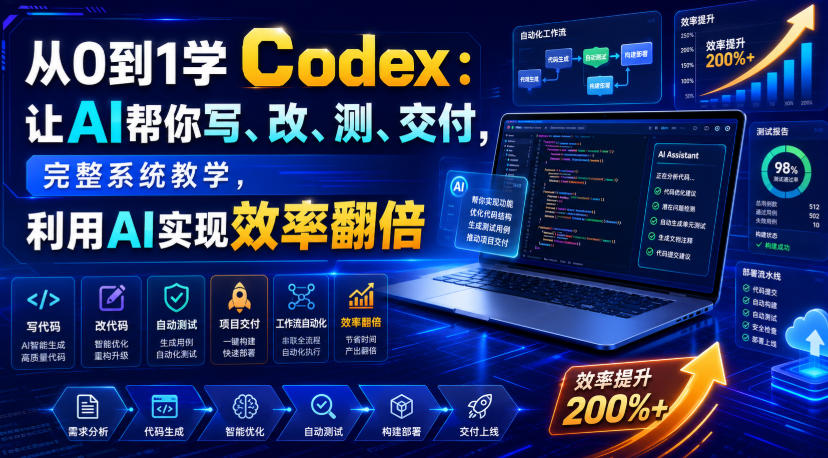 从0到1学Codex：让AI帮你写、改、测、交付，完整系统教学，利用AI实现效率翻倍-777网创网