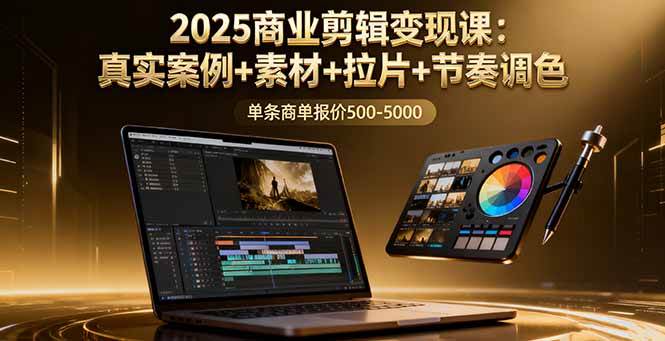 （16130期）2025商业剪辑变现课：真实案例+素材+拉片+节奏调色，单条商单报价500-5000-777网创网