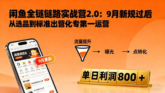 闲鱼变现课3.0：掌握链接优化、流量提升、商业变现，单日利润800+-777网创网