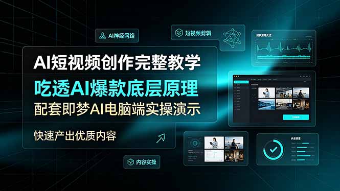AI短视频创作完整教学,吃透AI爆款底层原理,配套即梦AI电脑端实操演示,快速产出优质内容-777网创网