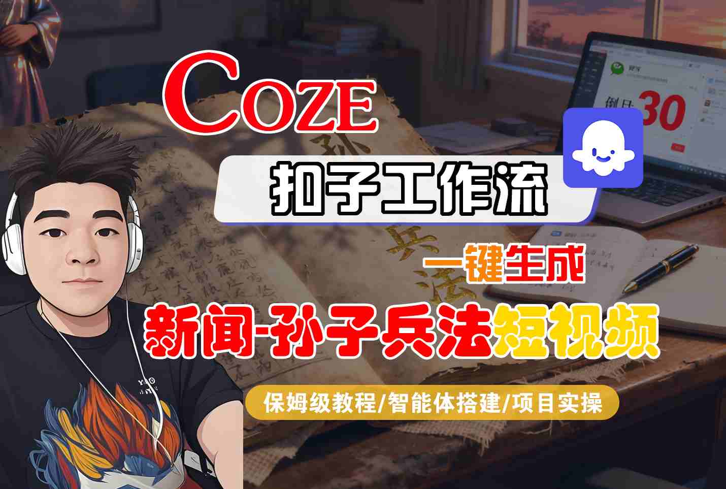 Coze扣子智能体工作流一键生成“新闻-孙子兵法“短视频,全流程保姆级教学