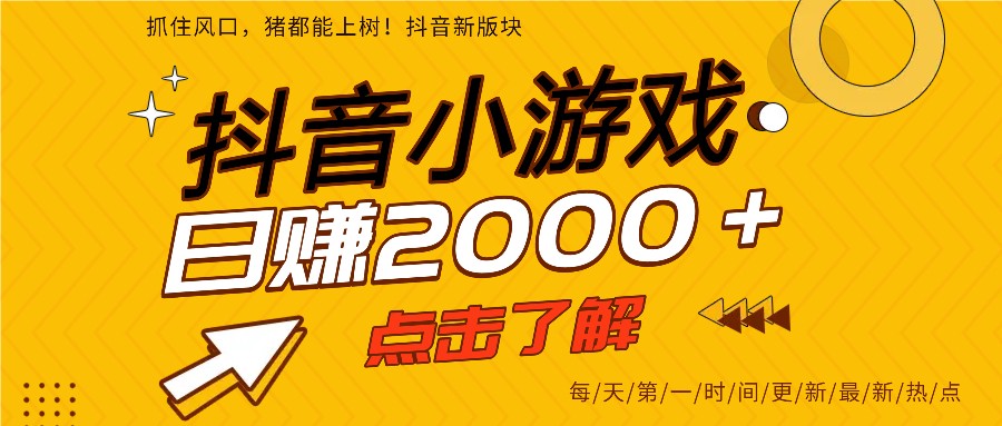5年爆火的抖音小游戏项目,一部手机日入2000+-777网创网