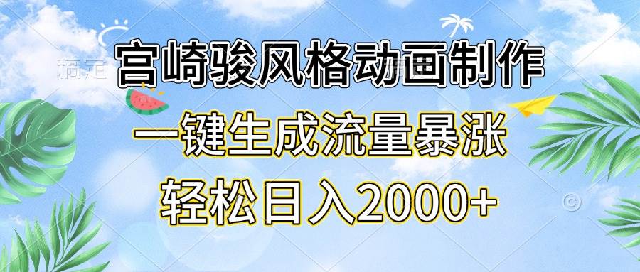 （13386期）宫崎骏风格动画制作，一键生成流量暴涨，轻松日入2000+-777网创网