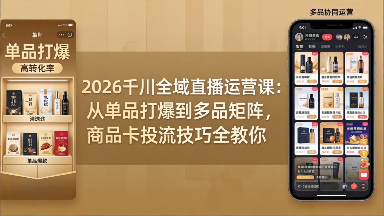 2026千川全域直播运营课:从单品打爆到多品矩阵,商品卡投流技巧全教你-777网创网