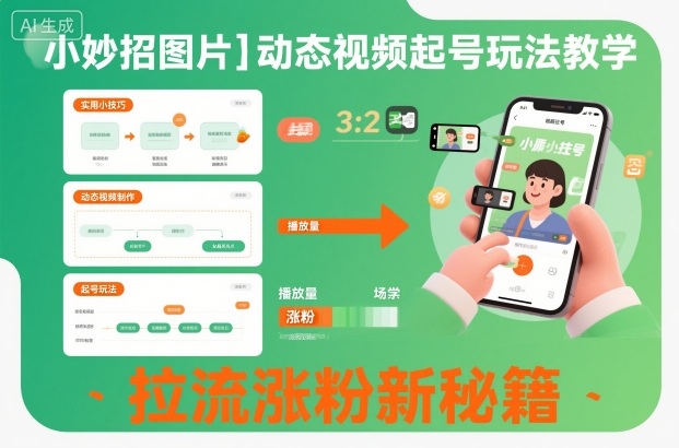 小妙招图片＋动态视频起号玩法教学，拉流涨粉新秘籍-777网创网
