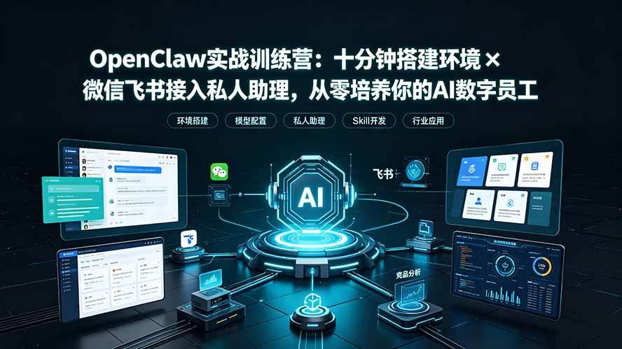 (19287期)OpenClaw实战特训营:十分钟搭建环境×微信飞书接入私人助理,从零培养你的AI数字员工-777网创网