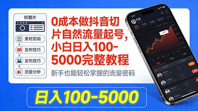 (18024期)0成本做抖音切片自然流量起号,小白日入100-5000完整教程 (18024期)0成本做抖音切片自然流量起号,小白日入100-5000完整教程