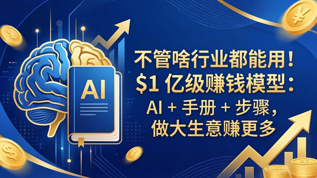 不管啥行业都能用!$1 亿级赚钱模型:AI + 手册 + 步骤,做大生意赚更多-777网创网