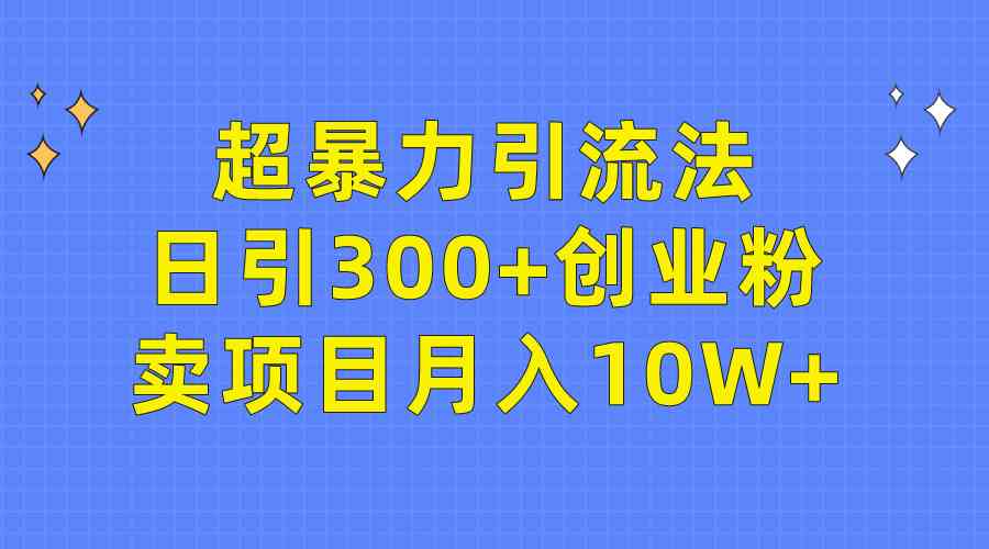 (9954期)超暴力引流法,日引300+创业粉,卖项目月入10W+-777网创网