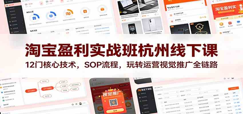 淘宝盈利实战班杭州线下课:12门核心技术,SOP 流程,玩转运营视觉推广全链路-777网创网