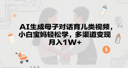 AI生成母子对话育儿类视频,小白宝妈轻松学,多渠道变现,月入1W+-777网创网