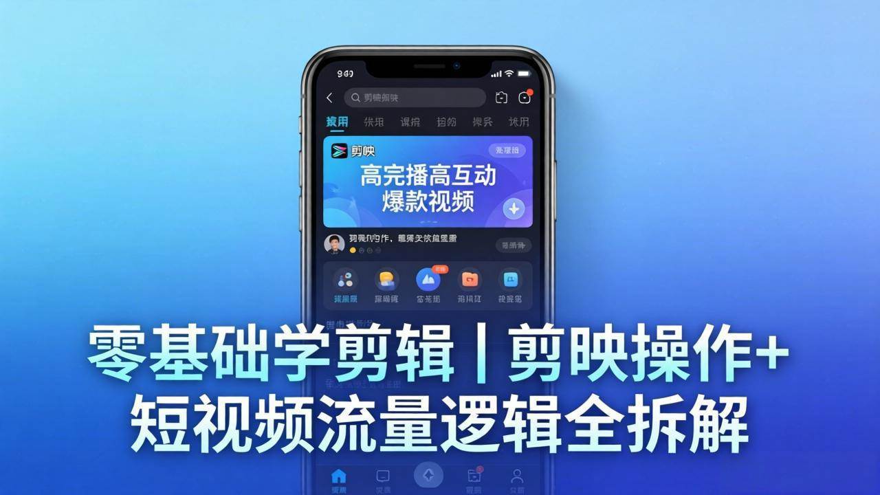 (18117期) 【零基础学剪辑】剪映操作+短视频流量逻辑全拆解|手把手教你剪出高完播高互动爆款视频-777网创网