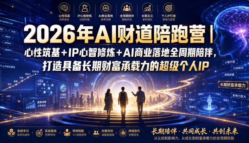 2026年AI财道陪跑营｜心性筑基+IP心智修炼+AI商业落地全周期陪伴，打造具备长期财富承载力的超级个人IP-777网创网