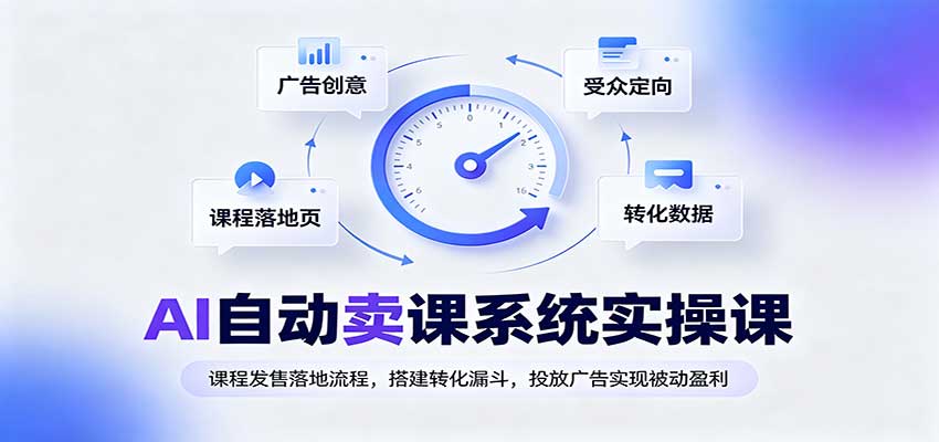 AI自动卖课系统实操课：课程发售落地流程，搭建转化漏斗，投放广告实现被动盈利-777网创网