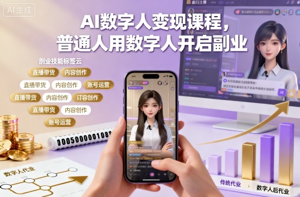 AI数字人变现课程，普通人用数字人开启副业-777网创网