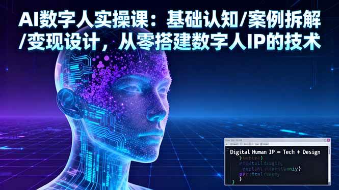 (16317期)AI数字人实操课:基础认知/案例拆解/变现设计,从零搭建数字人IP的技术-777网创网