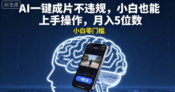 AI一键成片不违规，小白也能上手操作，月入5位数-777网创网