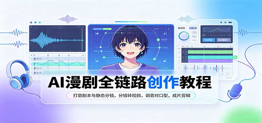 AI漫剧全链路创作教程：打磨剧本与静态分镜，分镜转视频，调音对口型，成片剪辑-777网创网