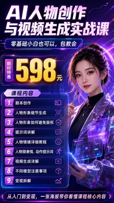 抖音5W粉丝博主的AI真人日系女孩制作教学,AI人物创作与视频生成实战课,新手也能快速起号涨粉变现(更新1002)-777网创网