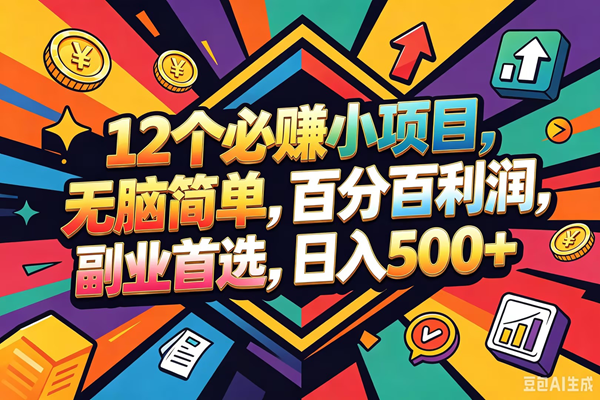 （18291期）12个必赚钱的小项目，百分百赚米，无脑简单，副业首选，日入600+-777网创网