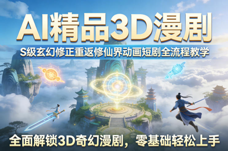 AI精品3D漫剧S级玄幻修正重返修仙界动画短剧全流程教学,全面解锁3D奇幻漫剧,零基础轻松上手-777网创网