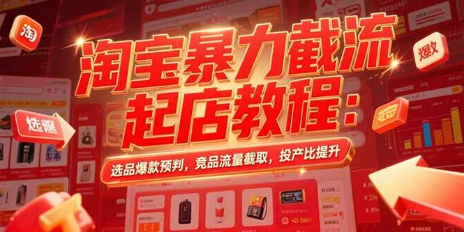 （15468期）淘宝暴力截流起店教程：选品爆款预判，竞品流量截取，投产比提升-777网创网