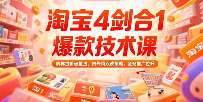 （15415期）淘宝4剑合1爆款技术课，阶梯提价破量法，内外销双改策略，全站推广拉升-777网创网