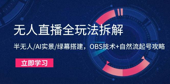 （14684期）无人直播全玩法拆解：半无人/AI实景/绿幕搭建，OBS技术+自然流起号攻略-777网创网