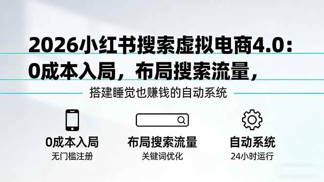 (17659期)2026小红书搜索虚拟电商4.0:0成本入局,布局搜索流量,搭建睡觉也赚钱的自动系统 (17659期)2026小红书搜索虚拟电商4.0:0成本入局,布局搜索流量,搭建睡觉也赚钱的自动系统