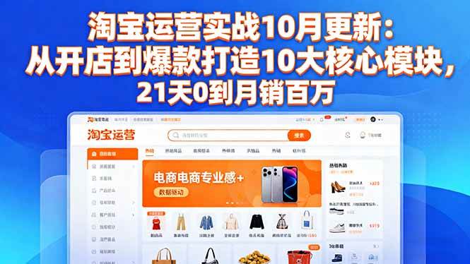 （16403期）淘宝运营实战10月更新：从开店到爆款打造10大核心模块，21天0到月销百万-777网创网