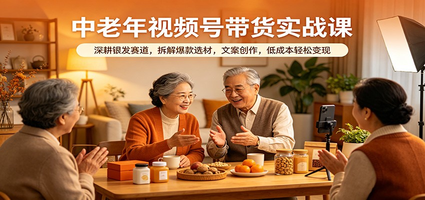 中老年视频号带货实战课:深耕银发赛道,拆解爆款选材,文案创作,低成本轻松变现-777网创网