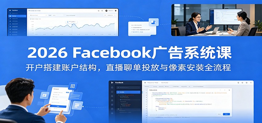 2026 Facebook广告系统课：开户搭建账户结构，直播聊单投放与像素安装全流程-777网创网