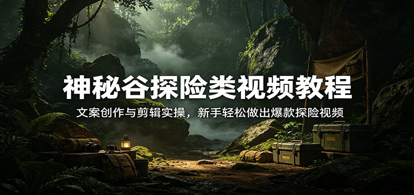 神秘谷探险类视频教程：文案创作与剪辑实操，新手轻松做出爆款探险视频-777网创网