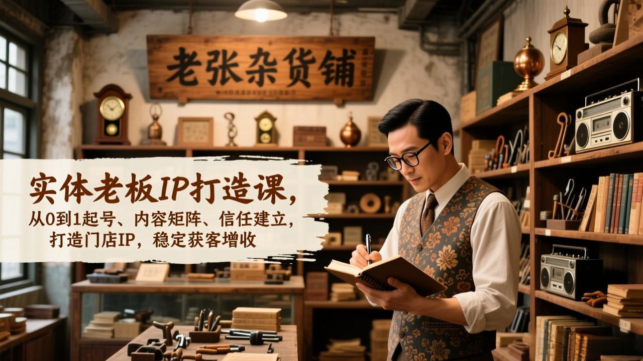 实体老板IP打造课,从0到1起号、内容矩阵、信任建立,打造门店IP,稳定获客增收-777网创网