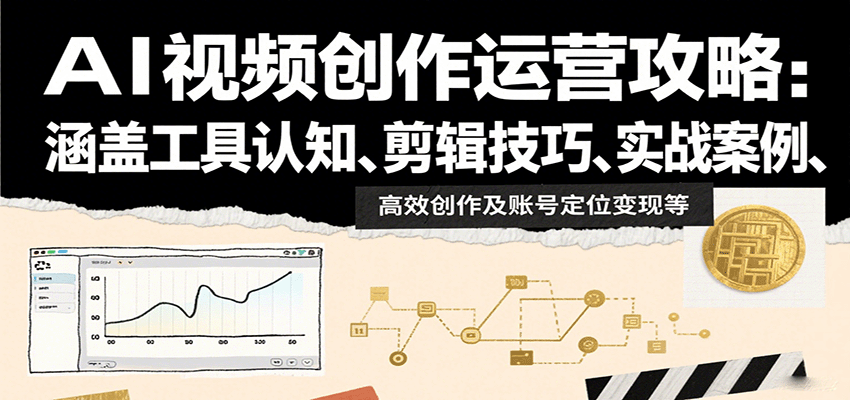 AI视频创作运营攻略：涵盖工具认知、剪辑技巧、实战案例、高效创作及账号定位变现等-777网创网