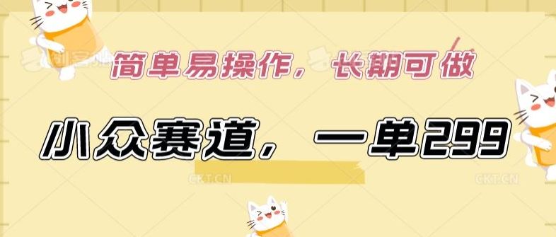 小众赛道,一单299.简单易操作,长期可做【揭秘】-777网创网