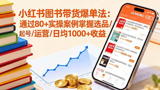 （16015期）小红书图书带货爆单法：通过80+实操案例掌握选品/起号/运营/日均1000+收益-777网创网