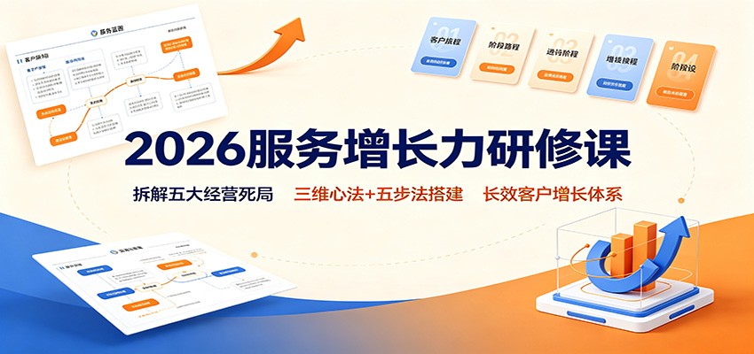 2026服务增长力研修课：拆解五大经营死局，三维心法+五步法搭建长效客户增长体系-777网创网