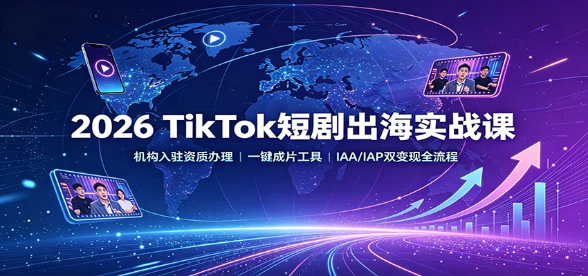 2026 TikTok短剧出海实战课：机构入驻资质办理，一键成片工具，IAA/IAP双变现全流程-777网创网