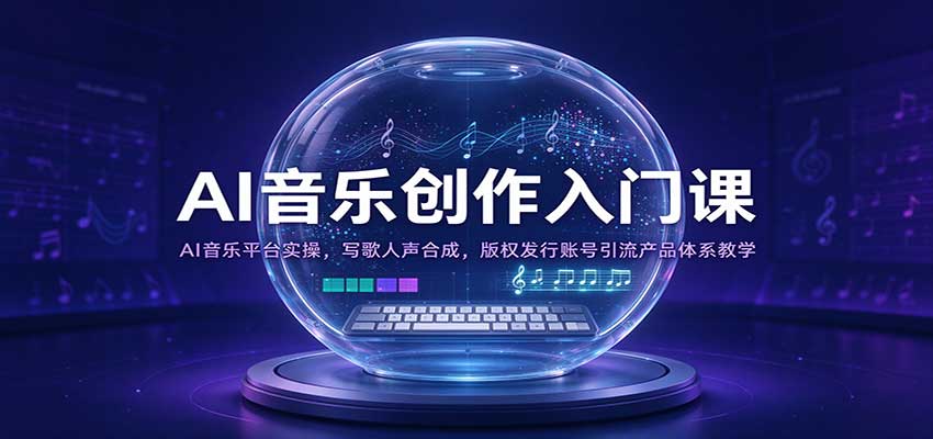 AI音乐创作入门课：AI音乐平台实操，写歌人声合成，版权发行账号引流产品体系教学-777网创网