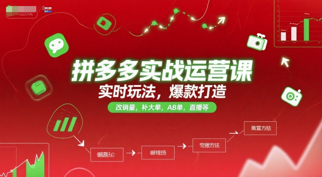 拼多多实战运营课,实时玩法,爆款打造,改销量,补大单,AB单,直播等(更新2025月)-777网创网
